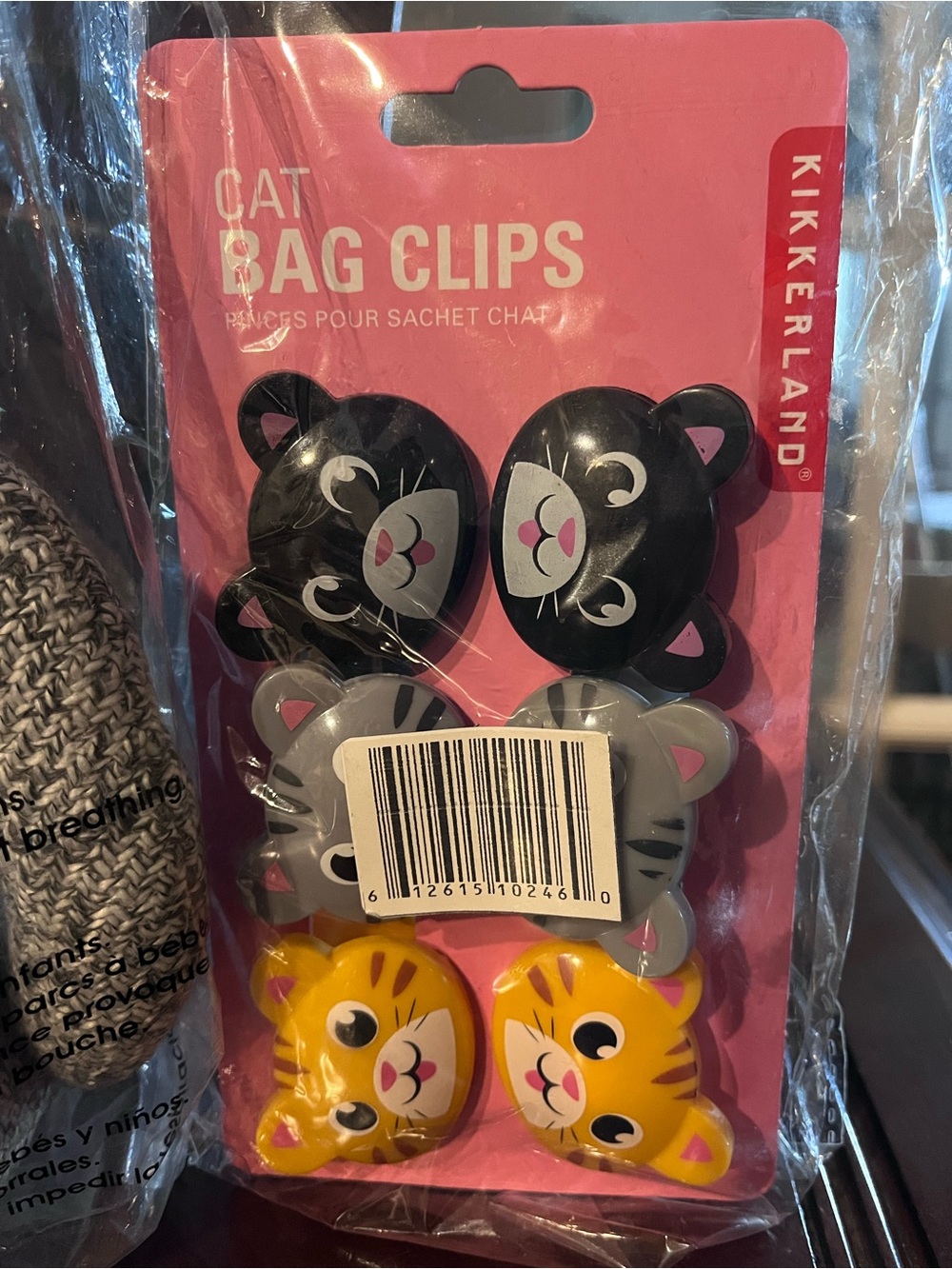 Kikkerland Cat Bag Clips in Black, Gray & Yellow
